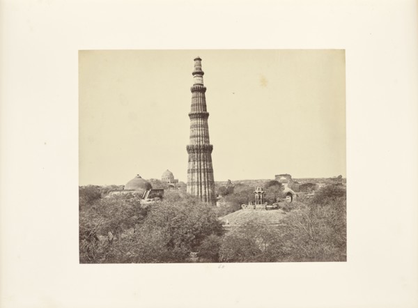 Delhi; The Kutub Minar and Surrounding Ruins, from the East; Samuel Bourne, English, 1834 - 1912, Delhi, India; about 1866