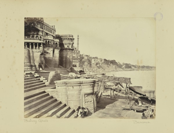 Bathing Ghats. Benares; Thomas A. Rust, English, 1841 - 1904, Benares, India, Asia; 1870s; Albumen silver print