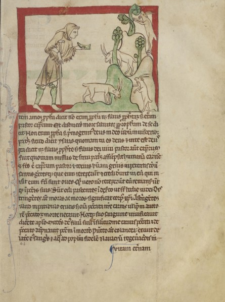 The Prophet Amos; England; about 1250 - 1260; Pen-and-ink drawings tinted with body color and translucent washes on parchment