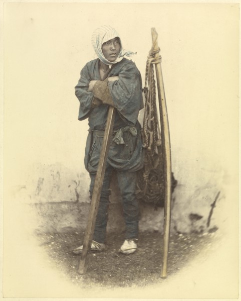 Coolie; Felice Beato, 1832 - 1909, Japan; 1863 - 1868; Hand-colored Albumen silver print