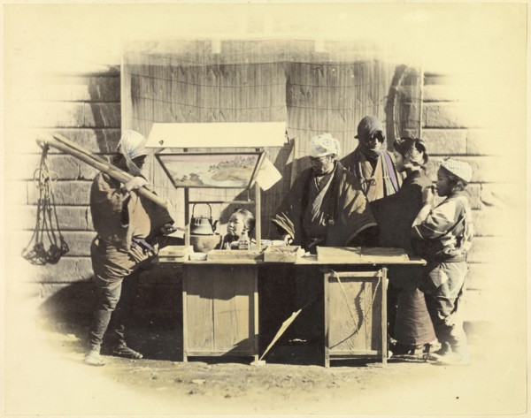 Street Refreshment Stall; Felice Beato, 1832 - 1909, Japan; 1863 - 1868; Hand-colored Albumen silver print