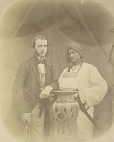 Portrait of J.D. Forsyth, Esq., C.S. Sec., Chief Commander at Oude with his Indian Servant; Felice Beato
