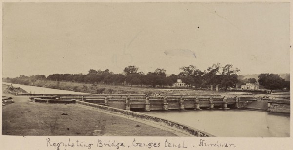 Regulating Bridge, Ganges Canal, Hurdwar; Haridwar, India; about 1881; Albumen silver print