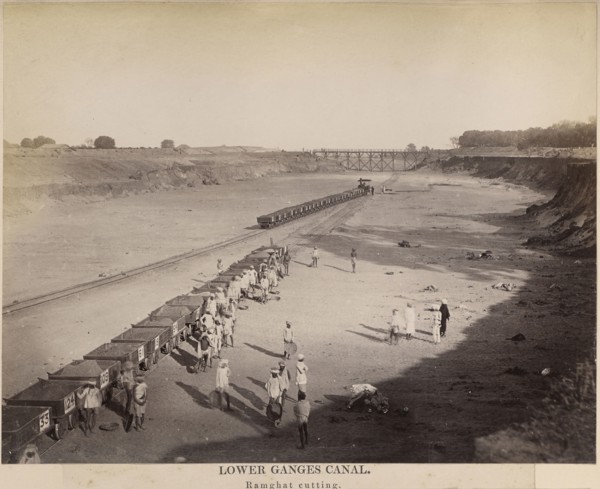 Lower Ganges Canal, Ramghat cutting; possibly G.W. Woodcroft, British, active 1860s - 1880s, Doab, India; about 1872; Albumen