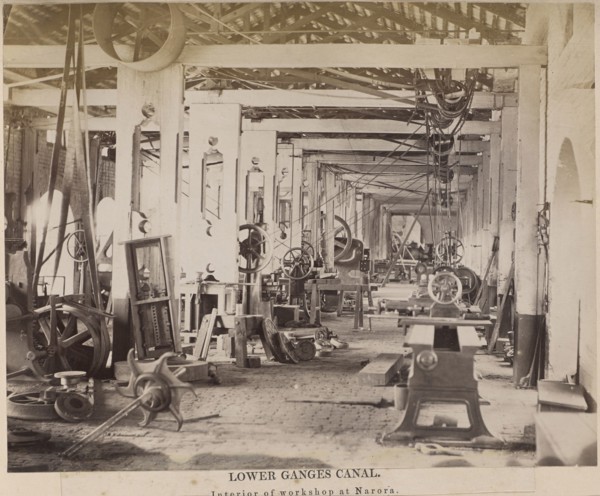 Lower Ganges Canal, Interior of workshop at Narora; possibly G.W. Woodcroft, British, active 1860s - 1880s, Doab, India