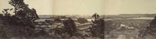 Panorama, Yokohama from Governors Hill; Felice Beato, 1832 - 1909, Yokohama, Japan; 1863; Albumen silver