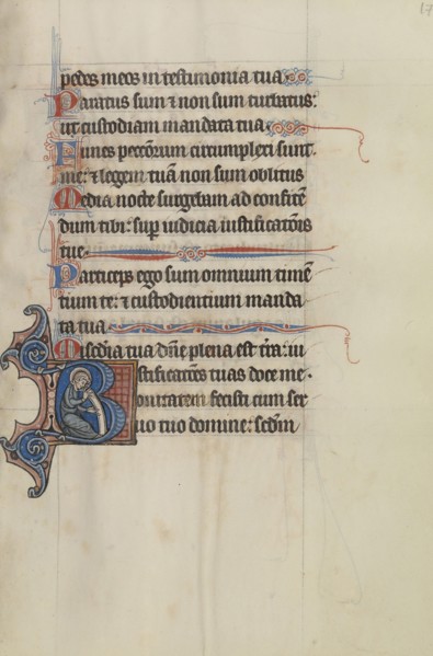 Initial B: A Saint Holding a Scroll; Bute Master, Franco-Flemish, active about 1260 - 1290, Paris, written, France