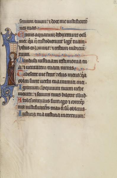 Initial I: A Saint; Bute Master, Franco-Flemish, active about 1260 - 1290, Paris, written, France; illumination about 1270