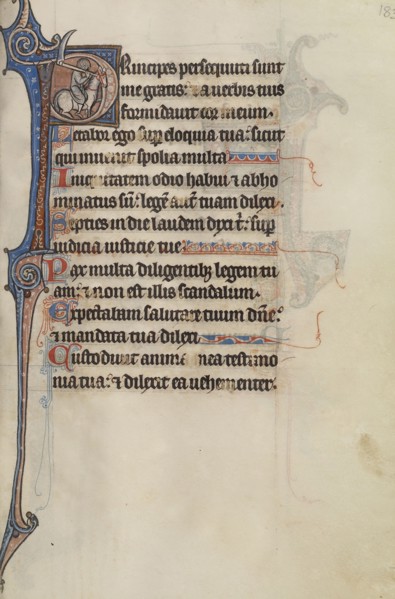 Initial P: A Man on a White Horse with a Sickle; Bute Master, Franco-Flemish, active about 1260 - 1290, Paris, written, France