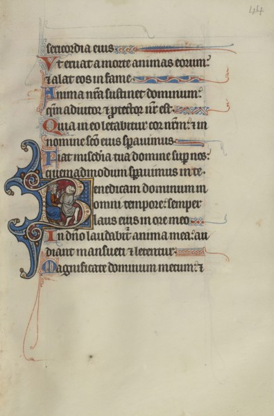 Initial B: David Playing the Fool before Achish King of Gath; Bute Master, Franco-Flemish, active about 1260 - 1290