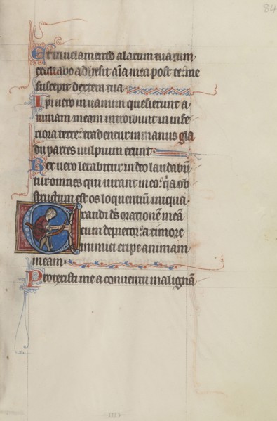 Initial E: An Archer Fitting an Arrow into His Bow; Bute Master, Franco-Flemish, active about 1260 - 1290, Northeastern