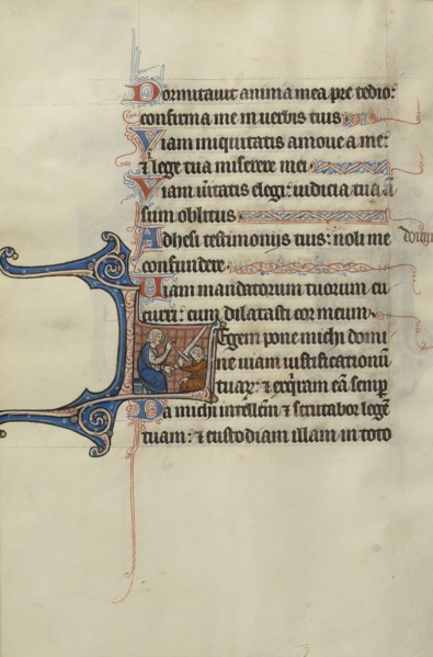 Initial L: One Man Swearing Fealty to Another Man; Bute Master, Franco-Flemish, active about 1260 - 1290, Paris