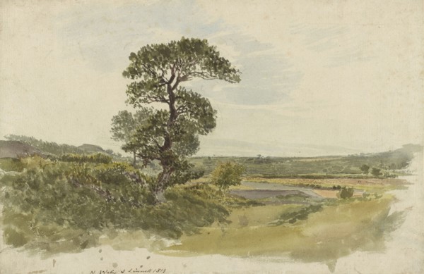 A Landscape in Snowdonia with a Tree in the Foreground; John Linnell, British, 1792 - 1882, England; 1813; Pencil