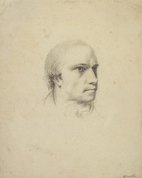 Portrait of Antonio Canova; Johann Heinrich Wilhelm Tischbein, German, 1751 - 1829, Italy; 1787; Black chalk; 23.5 x 19 cm