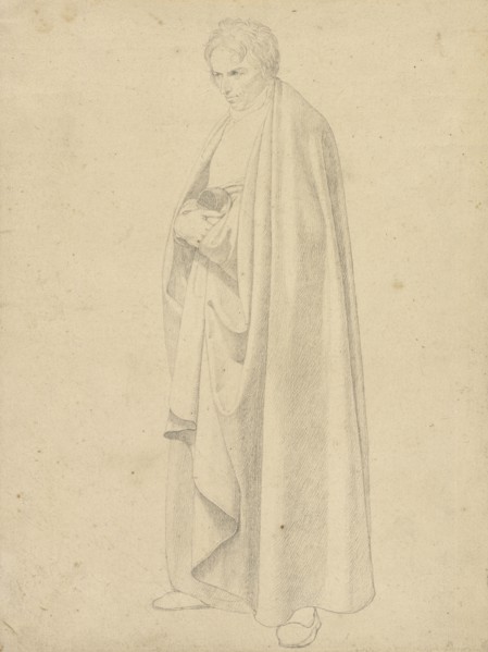 Joseph Wintergerst in a Floor-Length Coat; Wilhelm von Schadow, German, 1788 - 1862, Italy; about 1811 - 1813; Graphite