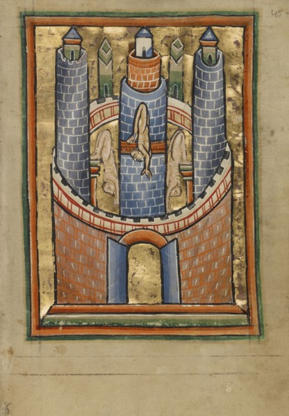 Egypt; The Fall of Pagan Idols; York perhaps, illuminated, Northern, England; illumination about 1190; written about 1490