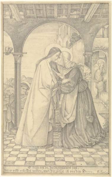 The Visitation; Theodor Rehbenitz, German, 1791 - 1861, Italy; 1820; Graphite; 22.4 x 14.1 cm, 8 13,16 x 5 9,16 in