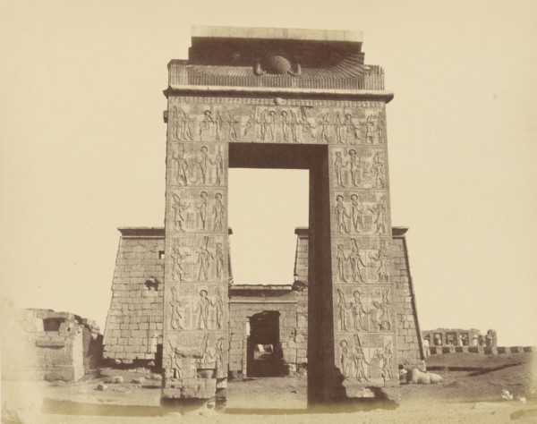 Portal of the Temple of Khonsu, Karnak; Théodule Devéria, French, 1831 - 1871, France; 1859 - 1862; Albumen silver print