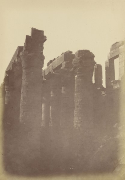 Close View of the Pillars of the Hypostyle Room, Karnak; Théodule Devéria, French, 1831 - 1871, France; 1859; Albumen silver