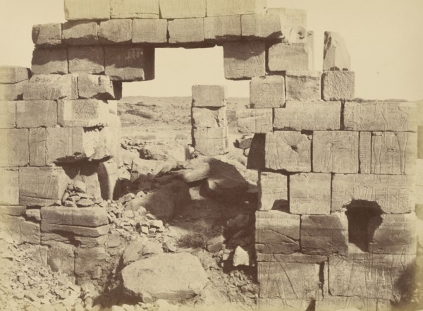 Close-up View of Hieroglyphic Inscriptions and Sculptures, Karnak; Théodule Devéria, French, 1831 - 1871, France; 1859; Albumen