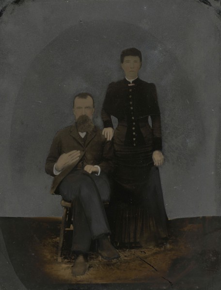 Portrait of couple; United States; 1860s - 1880s; Hand-colored tintype; Sheet: 23 x 17.6 cm, 9 1,16 x 6 15,16 in