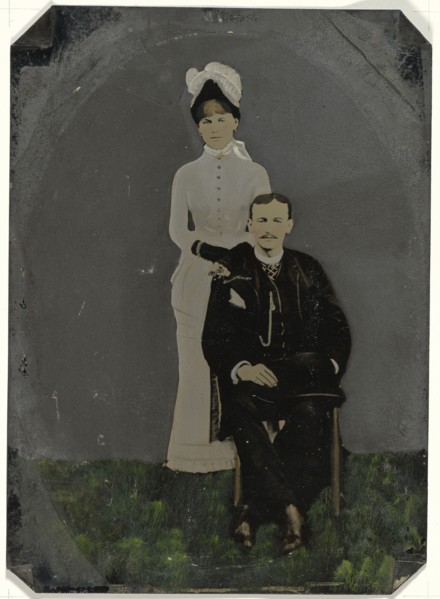 Portrait of couple; United States; 1860s - 1880s; Hand-colored tintype; Sheet: 22.5 x 16 cm, 8 7,8 x 6 5,16 in
