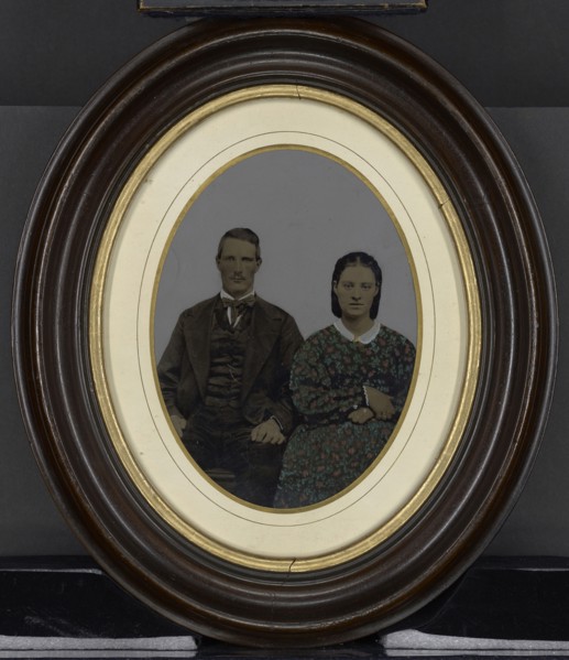 Portrait of young couple; United States; 1860s - 1880s; Hand-colored tintype; 18.9 × 14 cm, 7 7,16 × 5 1,2 in