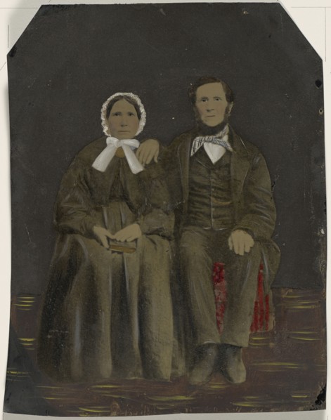 Portrait of couple; United States; 1860s - 1880s; Hand-colored tintype; Sheet: 21.5 x 17 cm, 8 7,16 x 6 11,16 in