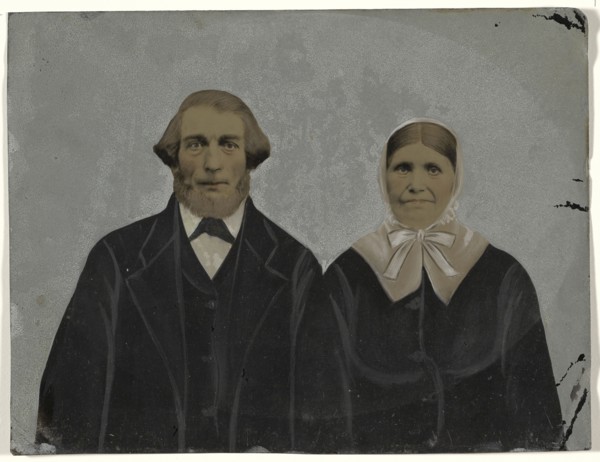 Portrait of couple; United States; 1860s - 1880s; Hand-colored tintype; Sheet: 16.6 x 21.7 cm, 6 9,16 x 8 9,16 in