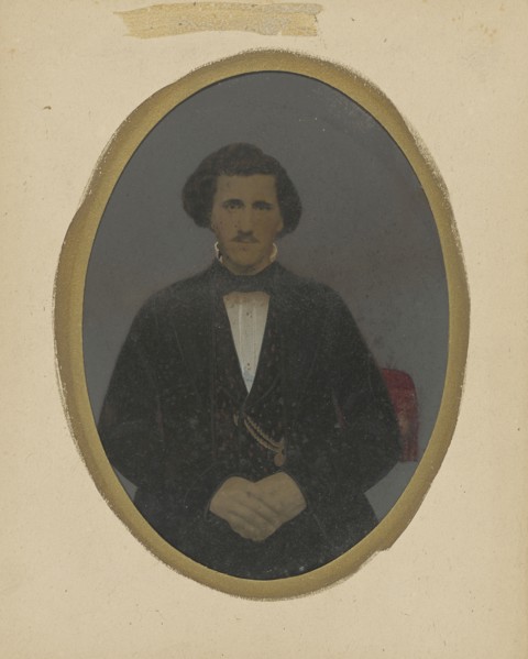 Portrait of man; United States; 1860s - 1880s; Hand-colored tintype; Sheet: 21.3 x 16 cm, 8 3,8 x 6 5,16 in