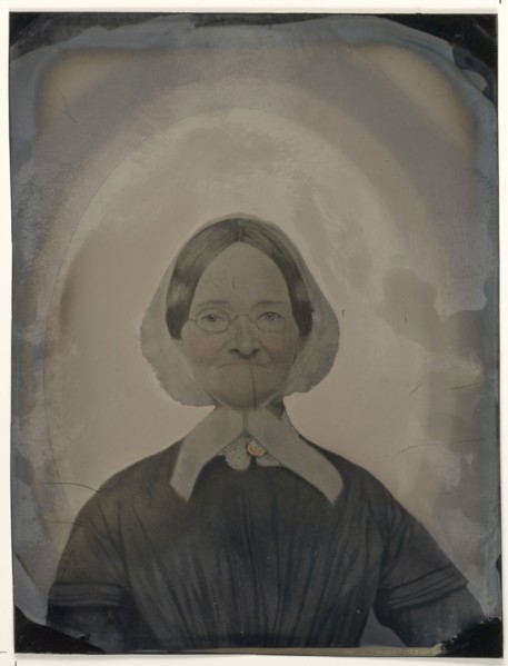 Portrait of old woman with glasses; United States; 1860s - 1880s; Hand-colored tintype; Sheet: 21.3 x 16.2 cm, 8 3,8 x 6 3,8 in