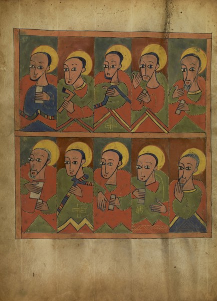 The Seventy-Two Disciples; Ethiopia; about 1480 - 1520; Tempera on parchment; Leaf: 34.5 x 25.6 cm, 13 9,16 x 10 1,16 in