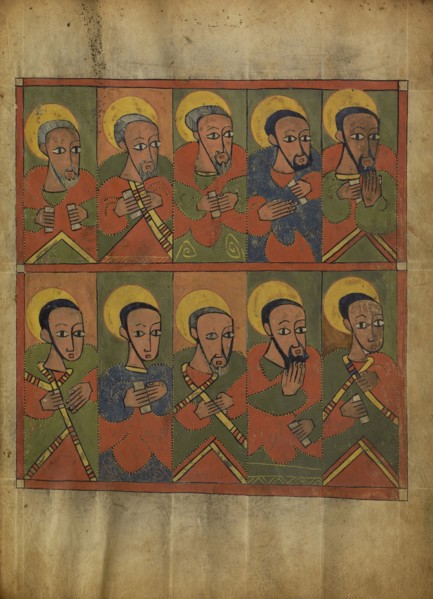 The Seventy-Two Disciples; Ethiopia; about 1480 - 1520; Tempera on parchment; Leaf: 34.5 x 25.6 cm, 13 9,16 x 10 1,16 in