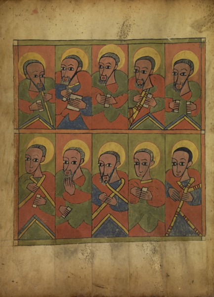 The Seventy-Two Disciples; Ethiopia; about 1480 - 1520; Tempera on parchment; Leaf: 34.5 × 25.6 cm, 13 9,16 × 10 1,16 in