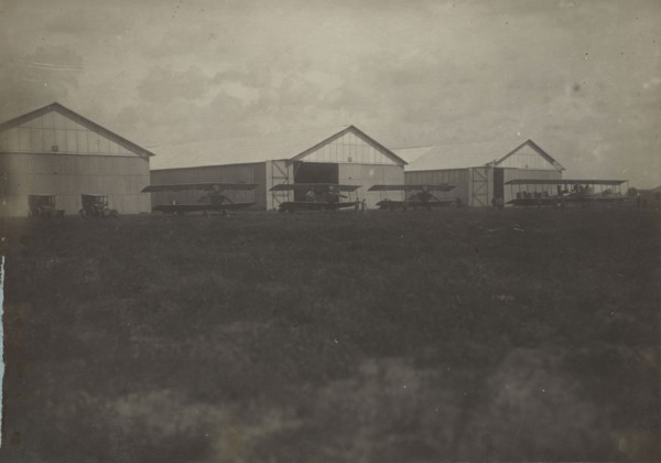 Airplanes and hangers; Fédèle Azari, Italian, 1895 - 1930, Italy; 1914 - 1929; Gelatin silver print; 11.5 x 16.3 cm
