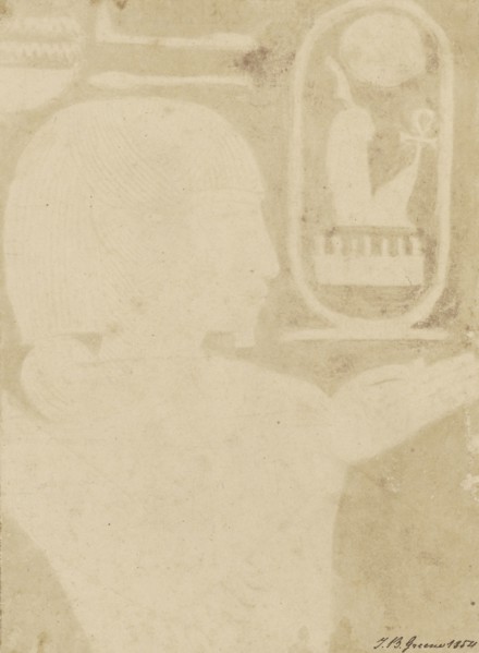 Hieroglyphics, Figure Facing Right; John Beasly Greene, American, born France, 1832 - 1856, negative: Egypt; 1854; Salted paper