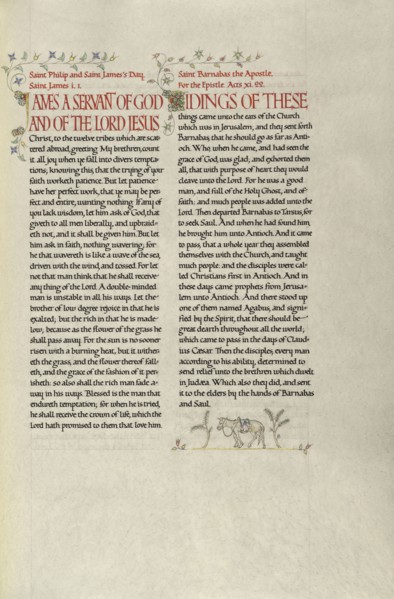 Decorated Text Page; Madelyn Walker, English, active 1930s, England; about 1930; Gold leaf, tempera colors, and pen and black