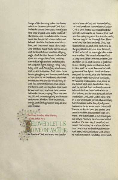Decorated Text Page; Madelyn Walker, English, active 1930s, England; about 1930; Gold leaf, tempera colors, and pen and black