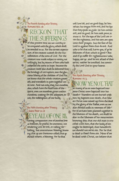 Decorated Text Page; Madelyn Walker, English, active 1930s, England; about 1930; Gold leaf, tempera colors, and pen and black