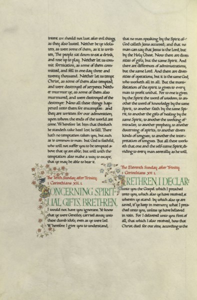 Decorated Text Page; Madelyn Walker, English, active 1930s, England; about 1930; Gold leaf, tempera colors, and pen and black