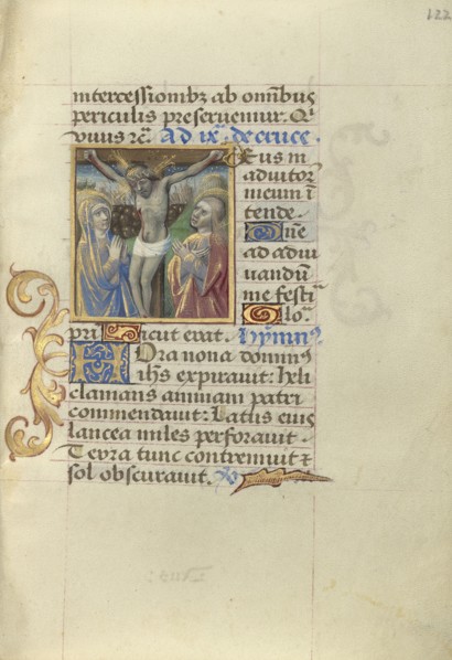 Crucifixion; Master of Cardinal Bourbon, French, about 1480 - 1500, Paris, France; about 1500; Tempera colors, ink and gold on