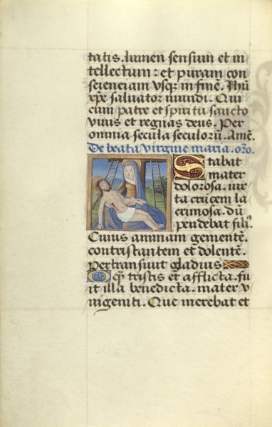 Pietà; Master of Jacques de Besançon, French, active about 1480 - 1500, Paris, France; about 1500; Tempera colors, ink and gold