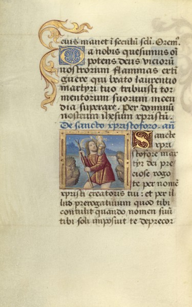 Saint Christopher; Master of Jacques de Besançon, French, active about 1480 - 1500, Paris, France; about 1500; Tempera colors