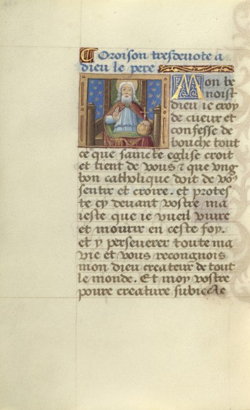 God the Father; Master of Jacques de Besançon, French, active about 1480 - 1500, Paris, France; about 1500; Tempera colors, ink