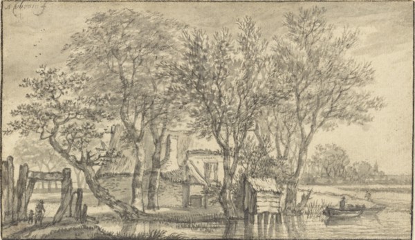 A Cottage Hidden Among Trees on a Riverbank; Adriaen Hendriksz. Verboom, Dutch, about 1628 - about 1670, The Netherlands