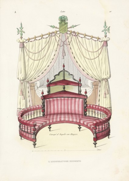 Letto, Canapé d'angolo con etagere, L'addobbatore moderno, ossia, Raccolta di 300 tavole rappresentanti oggetti d'arti