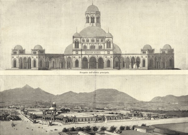 Esposizione Nazionale di Palermo del 1891-92. - Veduta generale degli edifici, Photomechanical process, 1890