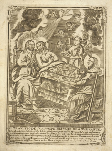 El Transito de Sr. S. Joseph, Collection of Mexican religious engravings, Death of St. Joseph