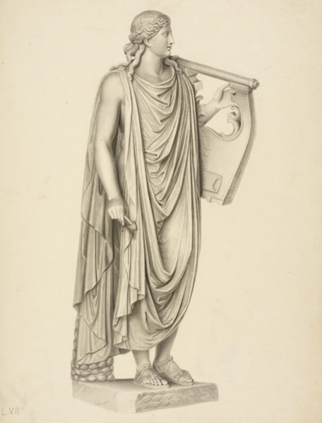Figure of Apollo with lyre, Society of Dilettanti drawings, prints, and letters, 1806-1880, Howard, Wash on paper, between 1809