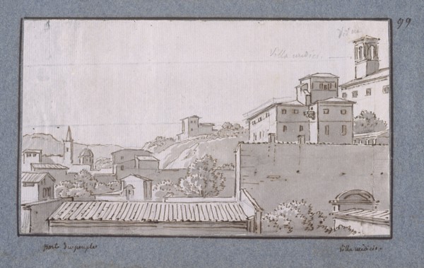Porte du peuple Villa Medici, Dessins, Castellan, A. L., Antoine Laurent, 1772-1838, Pencil, ink and wash on paper, 1797-1799
